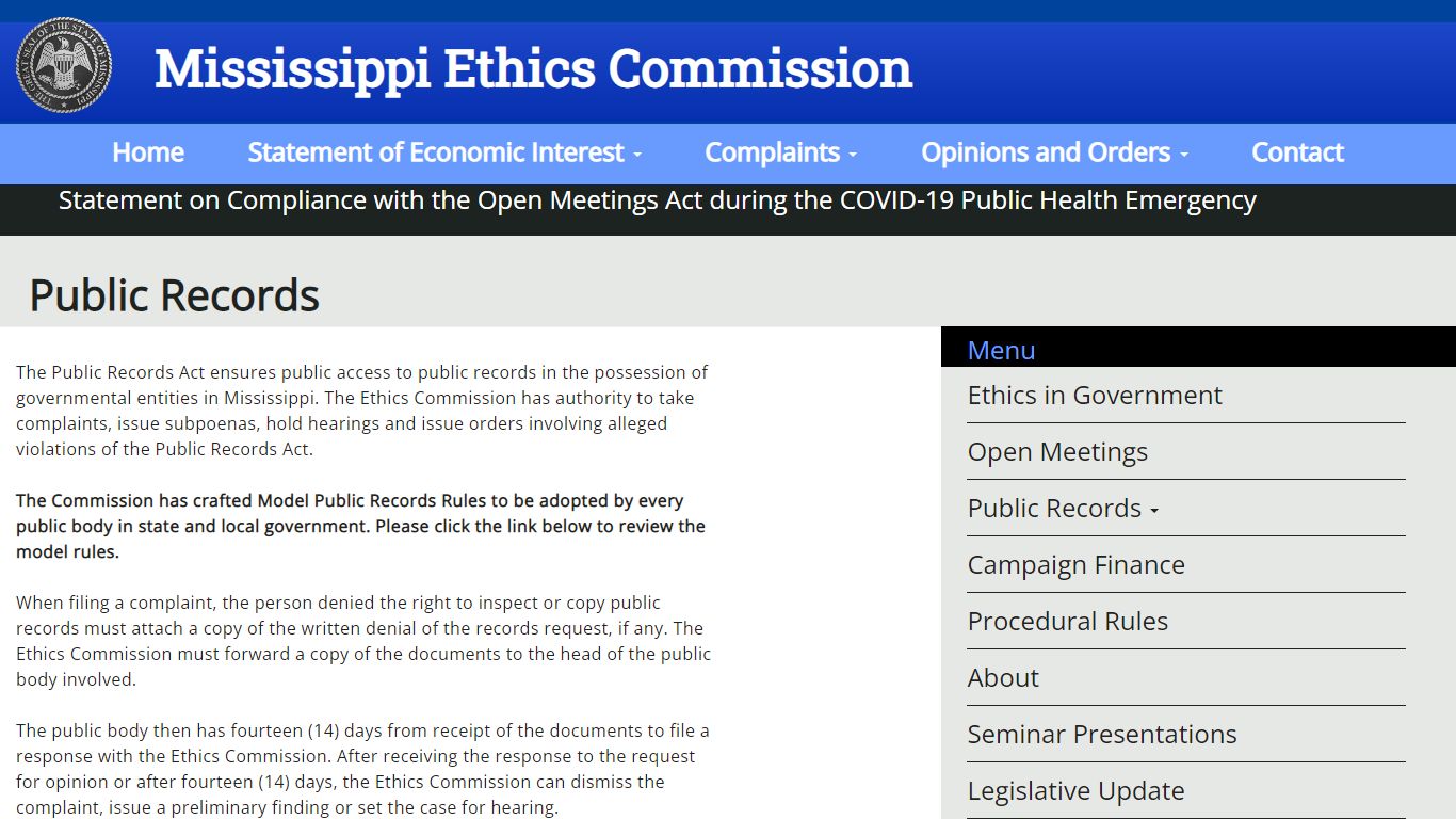 Public Records | Mississippi Ethics Commission